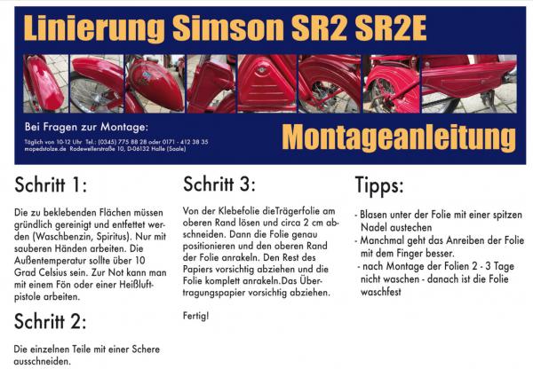 Komplett-Set Linierung Simson SR2 SR2E blau